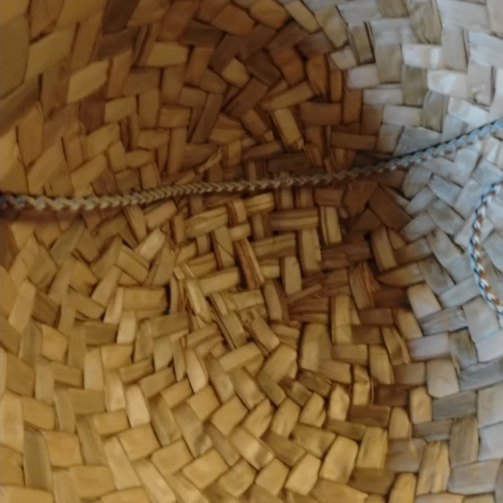 Vintage Tan Woven Straw Conical Hat